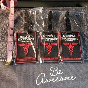 Lot of 3 Medical Equipment Inside Luggage Tag Please Handle With Care Travel